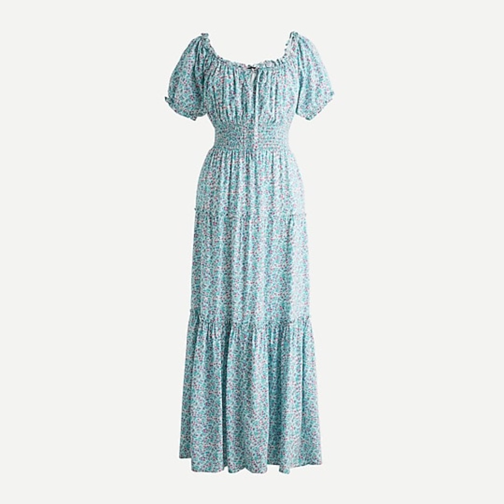 NWT Jcrew Puff-sleeve midi dress in floral